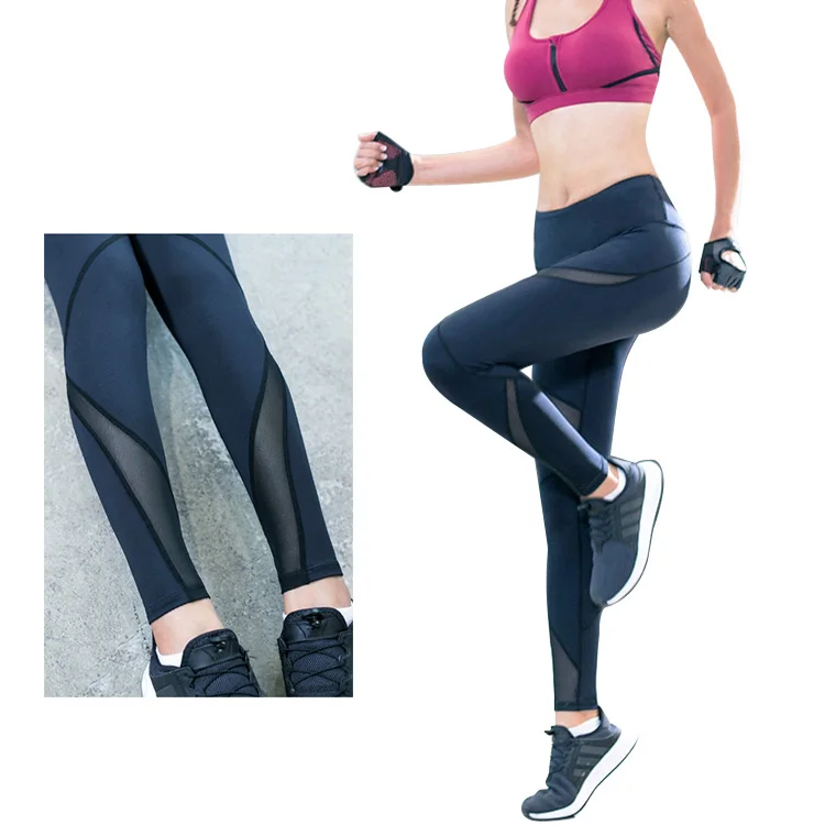 

2022 workout clothing logo polyester spandex nylon tights women mesh panel yoga pants gym leggings for women breathable, Black, red, gray, green, blue