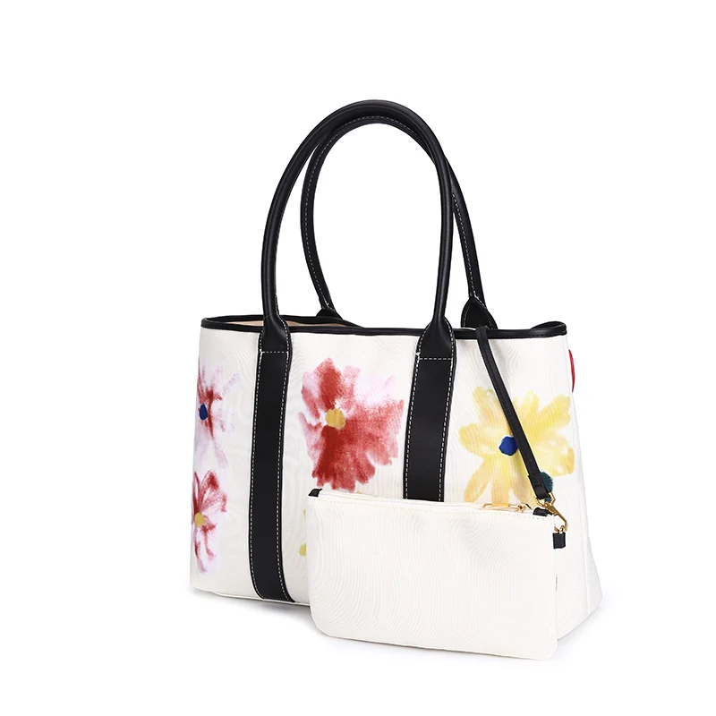 

custom luxury colorful printing lady tote hand bag 2021 large canvas new womens handbags set