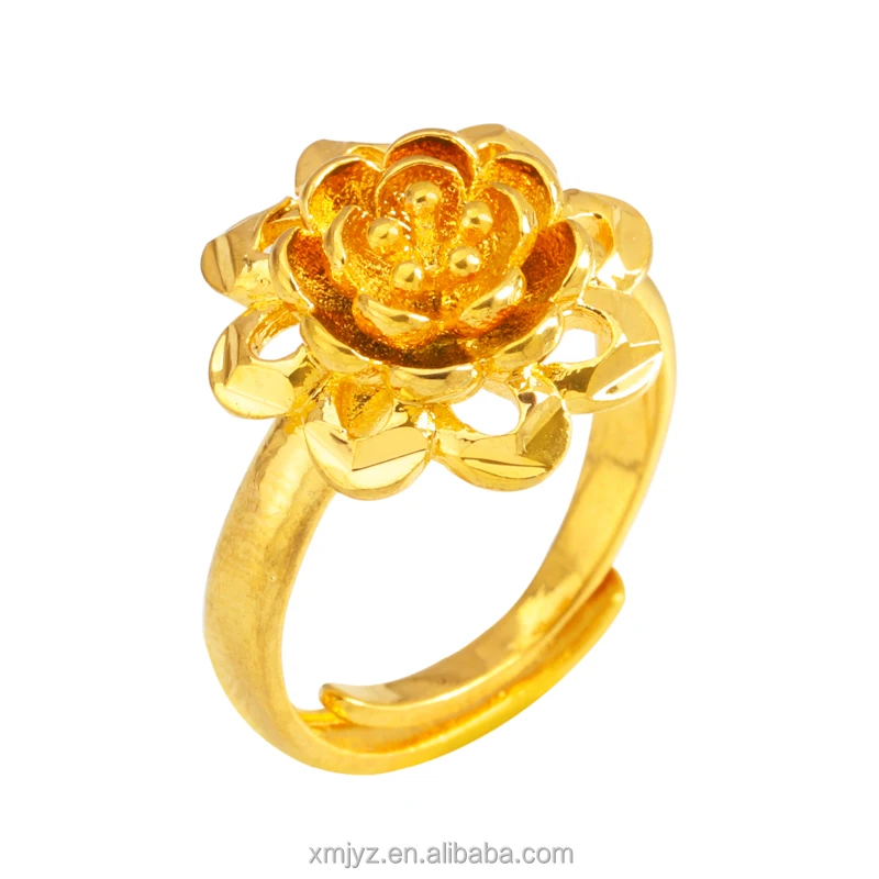 

Simple Brass Gold-Plated Flower Open Female Ring Fashion Japanese And Korean Ring Female Factory Direct Sales