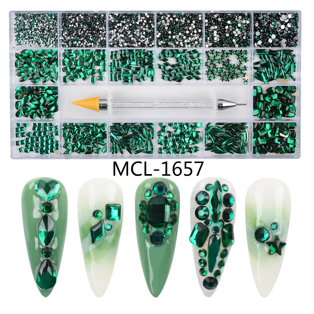 

Top Grade Quality Green Rhinestones Flat Back Flatback For Nails glass Rhinestone