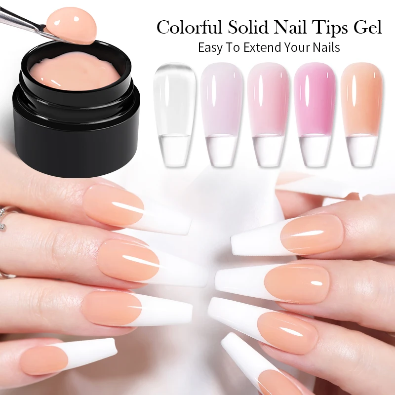 

BORN PRETTY Sticky Drill Not Hurt Nail Transparent Pink Nude Solidity Nail Tips Gel for Nail Extensions