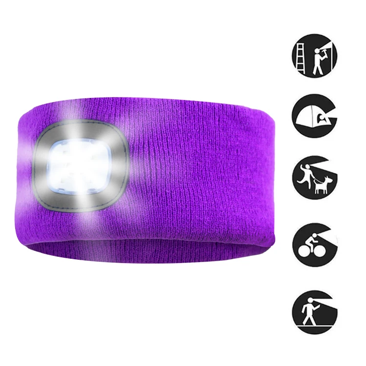 Keep Warm Rechargeable Customized Led Headband Lighted Flashing Running