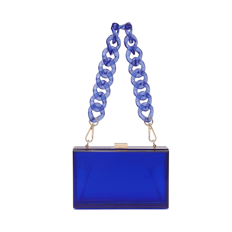 

Wholesale 2021 acrylic bag clutch transparent purse crossbody handbag trendy women clear acrylic evening clutch chain bag, Orange,green,yellow,transparent,sapphire blue or ohers