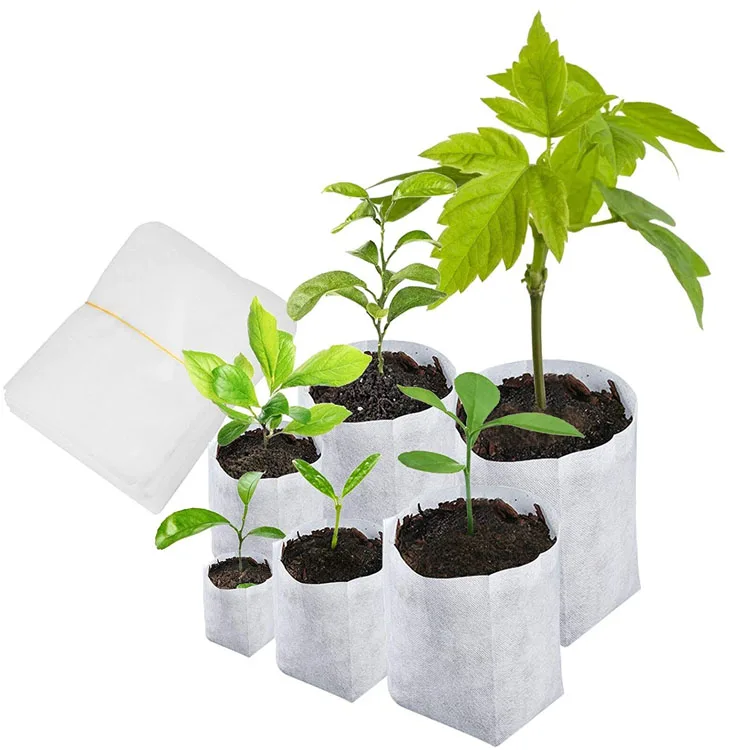

100pcs Biodegradable Seed Starter Non-Woven Nursery Bags Plant Nursing Growing Pouch tree Vegetable Flower Plant Grow Bag, White biodegradable seed starter bags