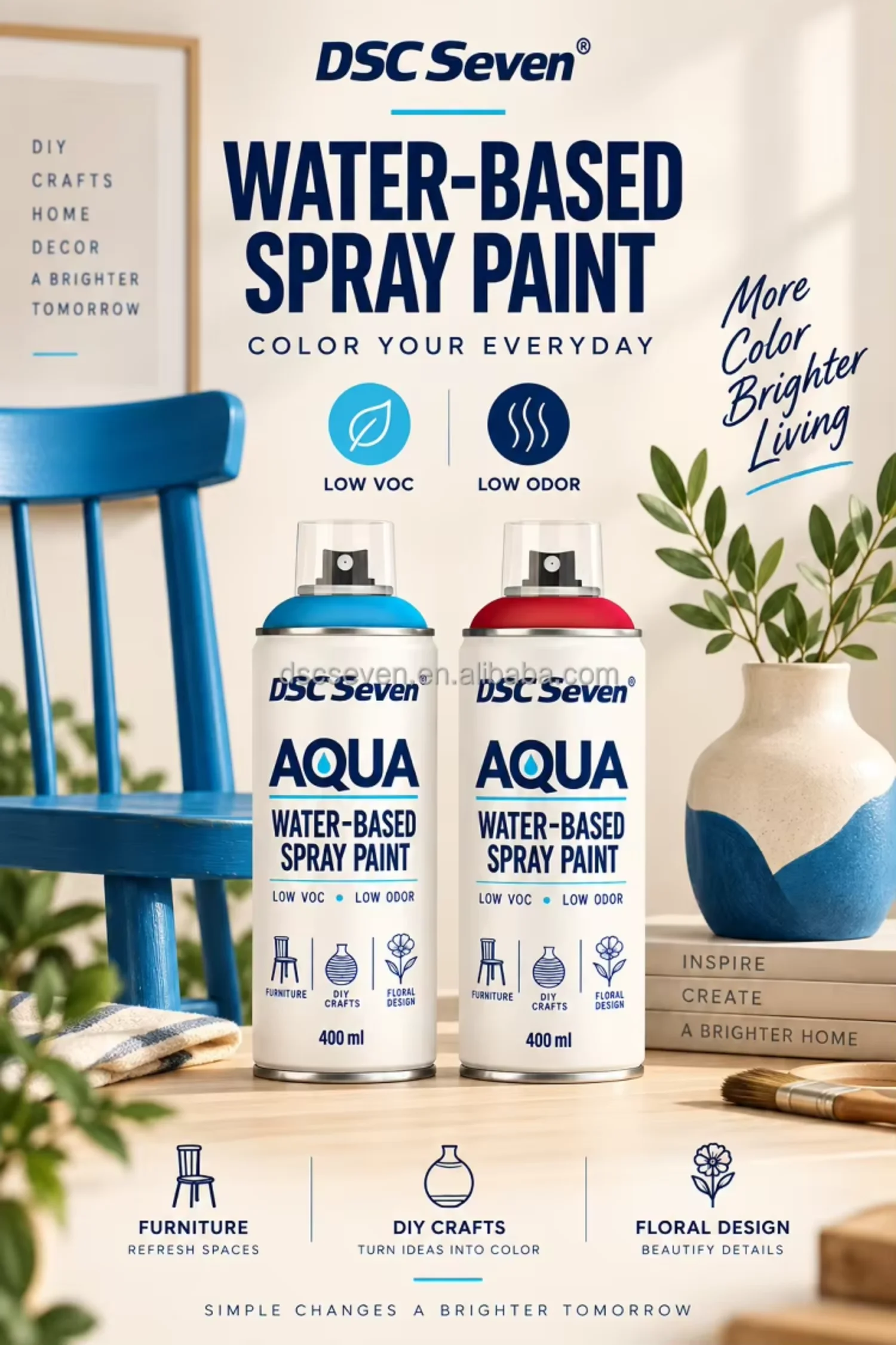 Premium Acrylic Water-Based Craft Spray Paint 400ml Indoor Low VOC Formula for Wood Terracotta Pots Glass Home Decor Upcycling Premium Acrylic Water-Based Craft Spray Paint 400ml Indoor Low VOC Formula for Wood Terracotta Pots Glass Home Decor Upcycling