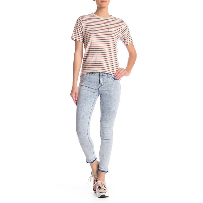 new fashion denim designs 2020 custom light blue acid washed