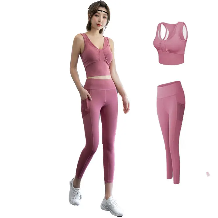 

Sports Underwear Women's Shockproof Running Vest Naked Feel 2 Peice Yoga Set