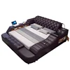 Guangdong foshan bedroom furniture multifunction storage bed with massage music design of leather bed speaker USB charger