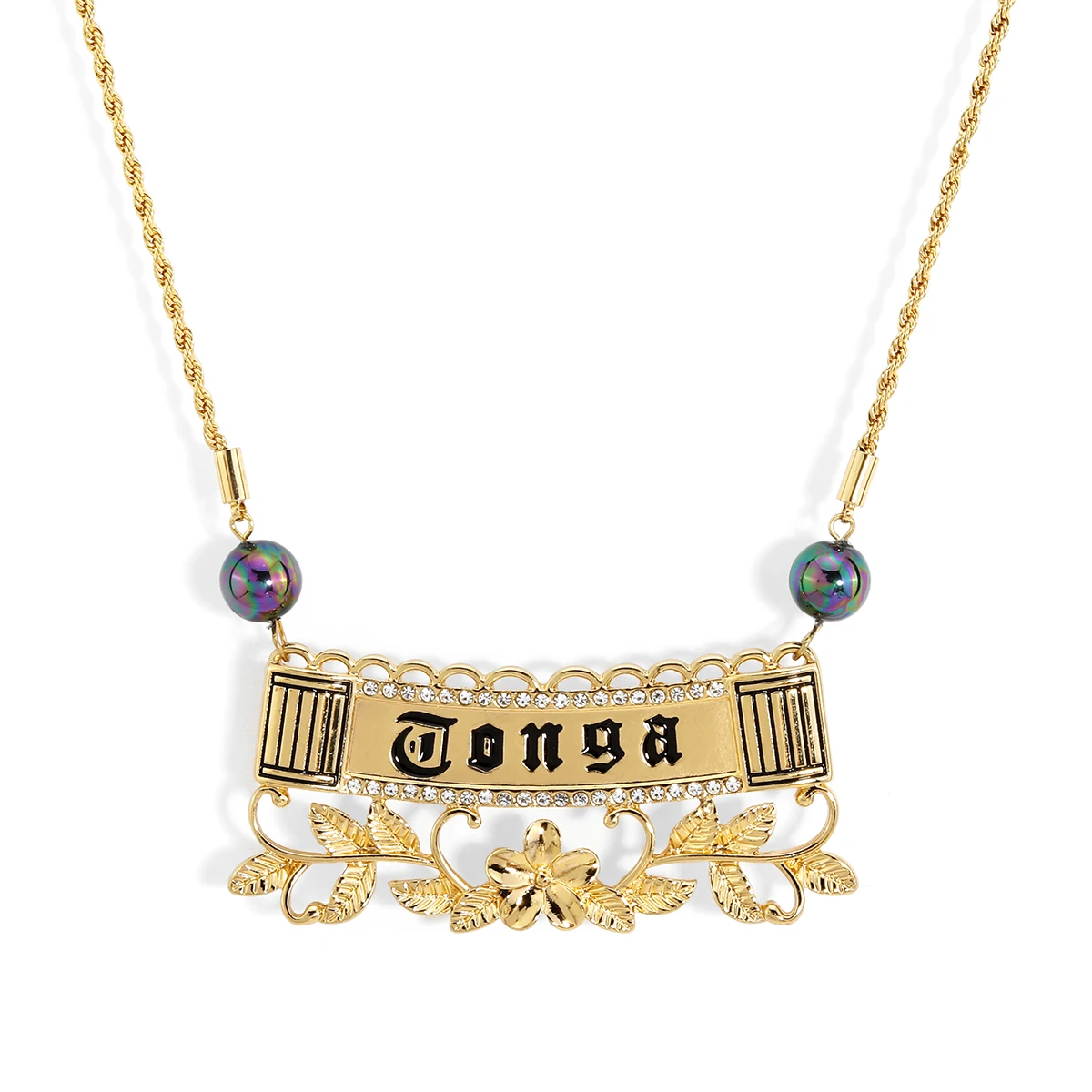 

Tonga Fashion Discount 18K Gold Plated Custom Zinc Alloy bar necklace for Women Girls