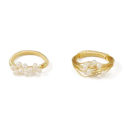 

2020 Fashion Rings Jewelry Cute Design Nature Pearls Brass Rings For Girls Gifts, Gold