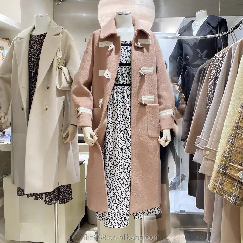 

Wnter double-sided slim fit elegant women trench coat long cashmere woolen jacket lady wool cashmere coat