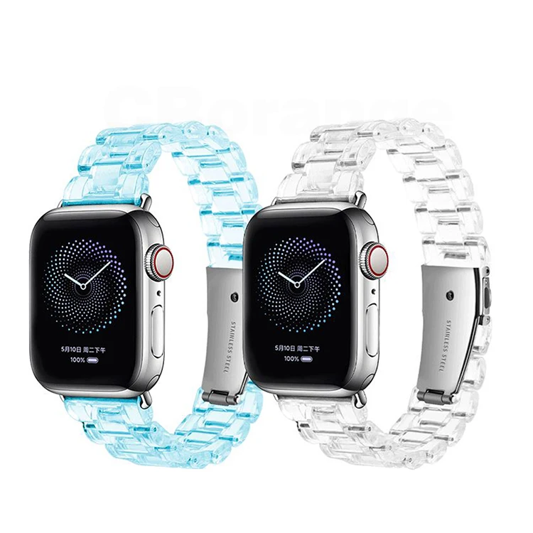 

Resin Strap for Apple Watch Band 38mm/40mm 42mm/44mm Series 5 4 3 Stainless Steel Buckle for iwatch band for apple watch strap, 7 colors