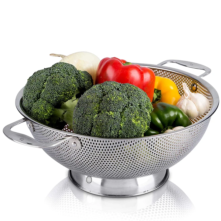 

Professional Stainless Steel Strainer Microperforated Colander Kitchen Tools, Silver