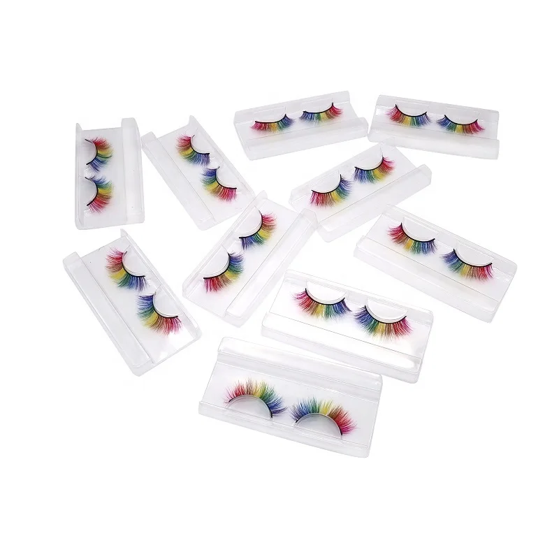 

Fashion makeup eyelash factory wholesale colored rainbow mink eyelash