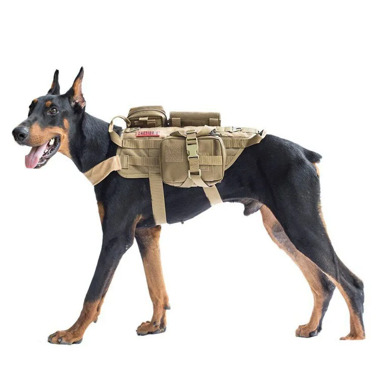 

Dog Harness Backpack Military K9 Nylon Tactical Training Working Dog Harness with Pouch, 3color to choose