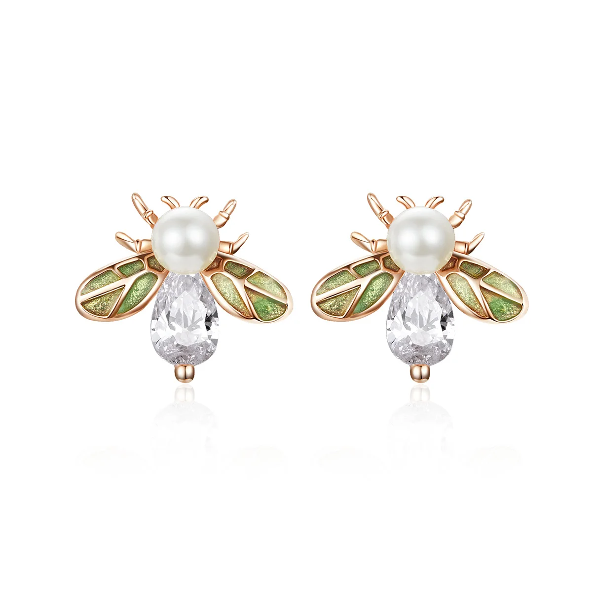 

Lovely animal pearl jewelry 925 silver bee stud earrings