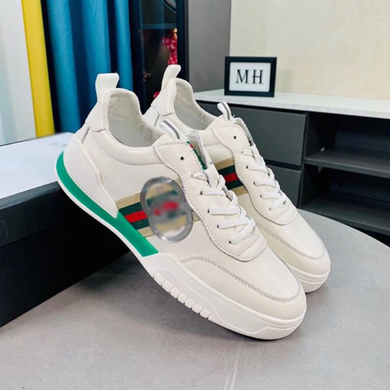 

Wholesale men's white flat shoes, fashion lace up running shoes