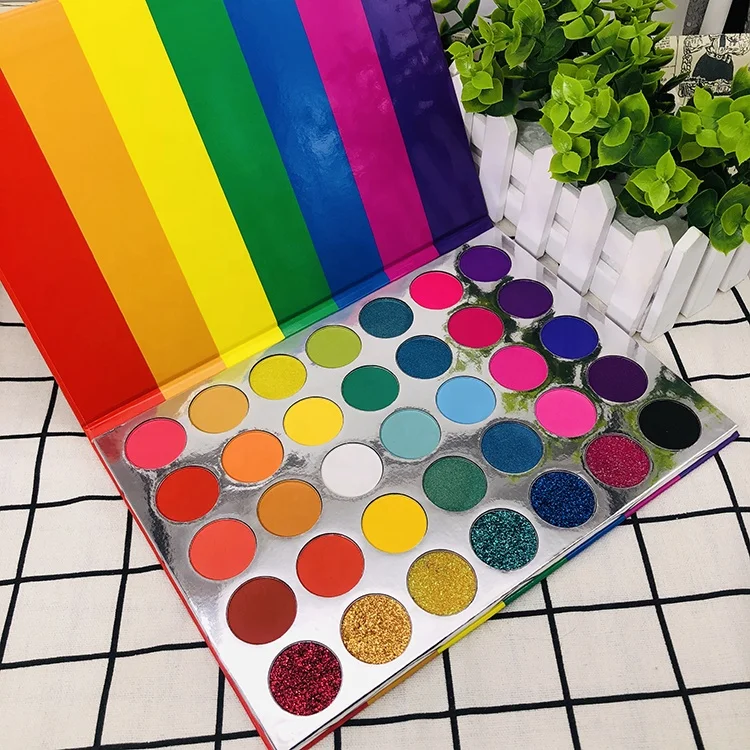 

Lip gloss supplier wholesale hot sale waterproof rainbow eyeshadow palette cosmetics