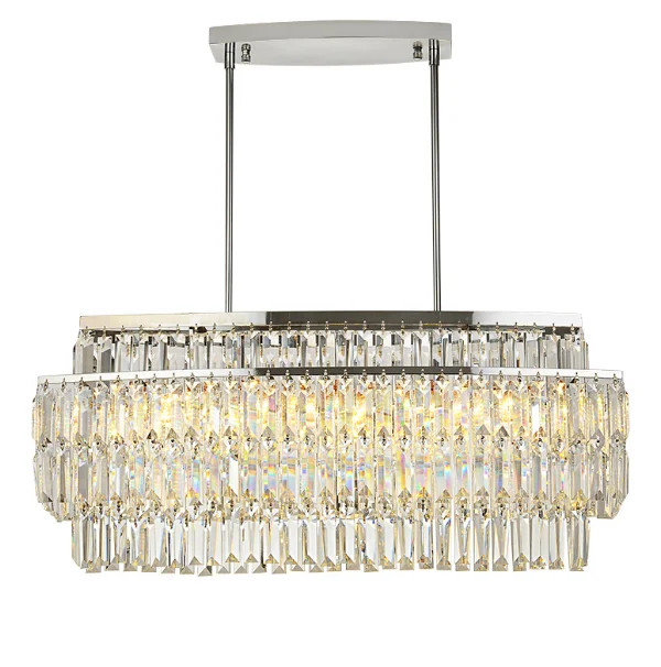 
Rectangular Modern K9 Crystal Chandeliers Lighting Pendant Fixture 12 Lights Dining room chandelier 