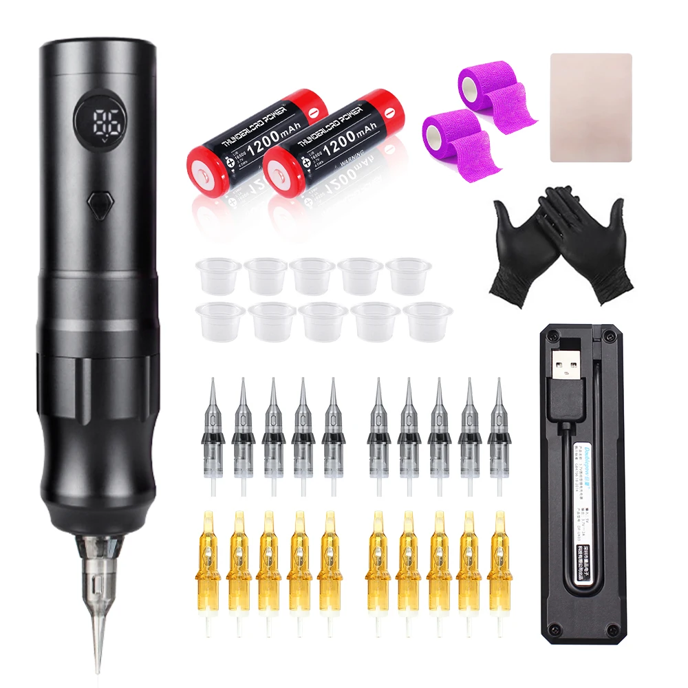 

Newest Wireless Tattoo Machine Kit Coreless Tattoo Machine Pen Kit with Universal Tattoo Cartridge Needle