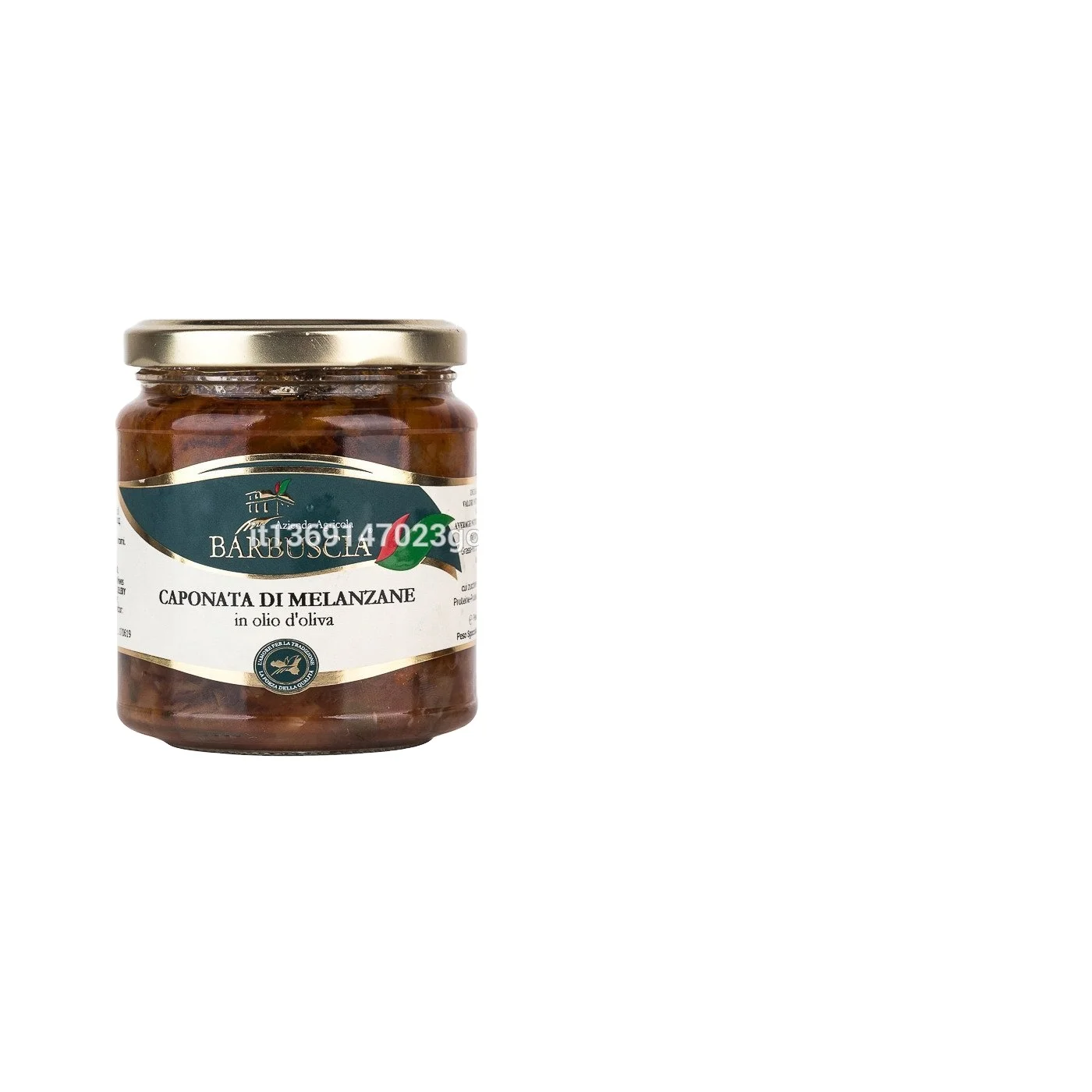 
Aubergine caponata - Made in Italy - Egg plants and green olives - Italian food - Vegan food 