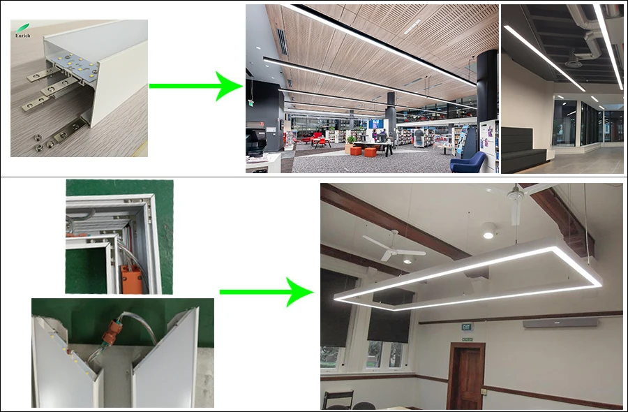 Seamless connection LED linear pendant light for lobby hotel office