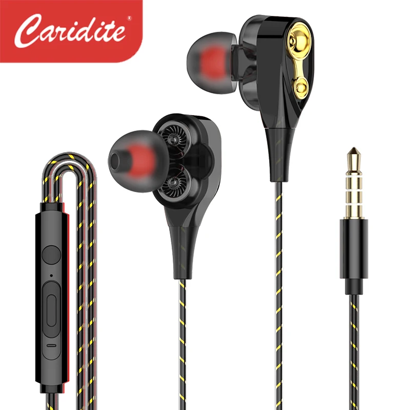 

Caridite Dropshipping Four Drive Wire Headphone High Bass 4D Stereo In-Ear Earphone With Microphone Wired Headset S1