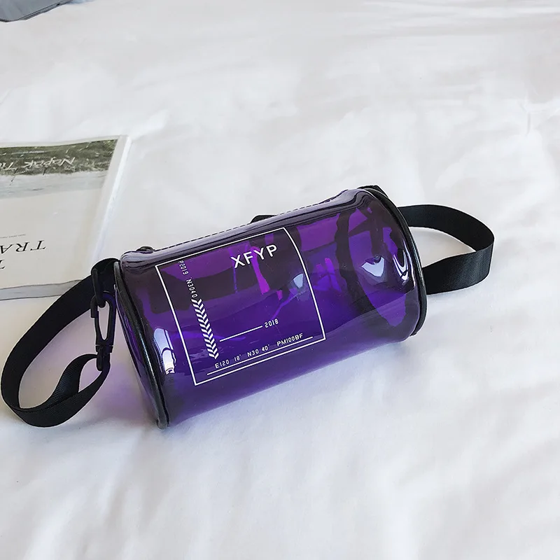 

Korean new pvc small jelly shoulder bag summer women beach mini messenger cylinder shape bag
