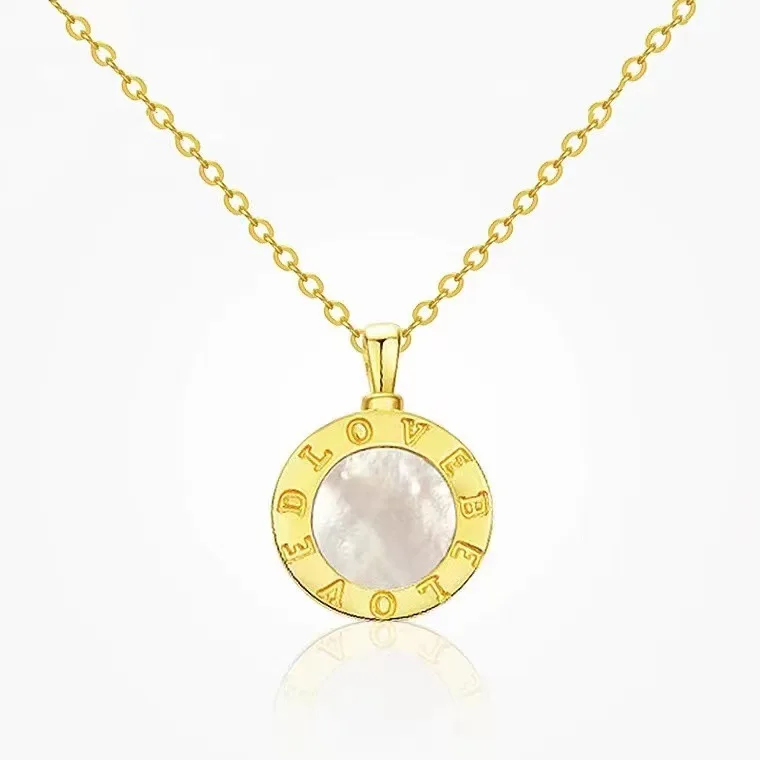 

Certified 18K Gold Disc Big Cake Pendant AU750 Colored Gold Fashion Simple Clavicle Chain Water Shell Gold Wholesale