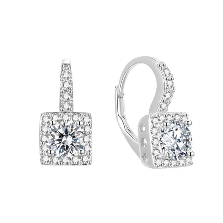 

high quality jewelry 925 sterling silver bridal zircon earrings