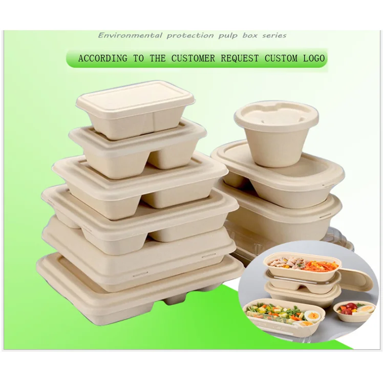 

Ecological Compost Degradation 2 Compartment Bagasse Food Bento Packaging Lunch Box, Picture