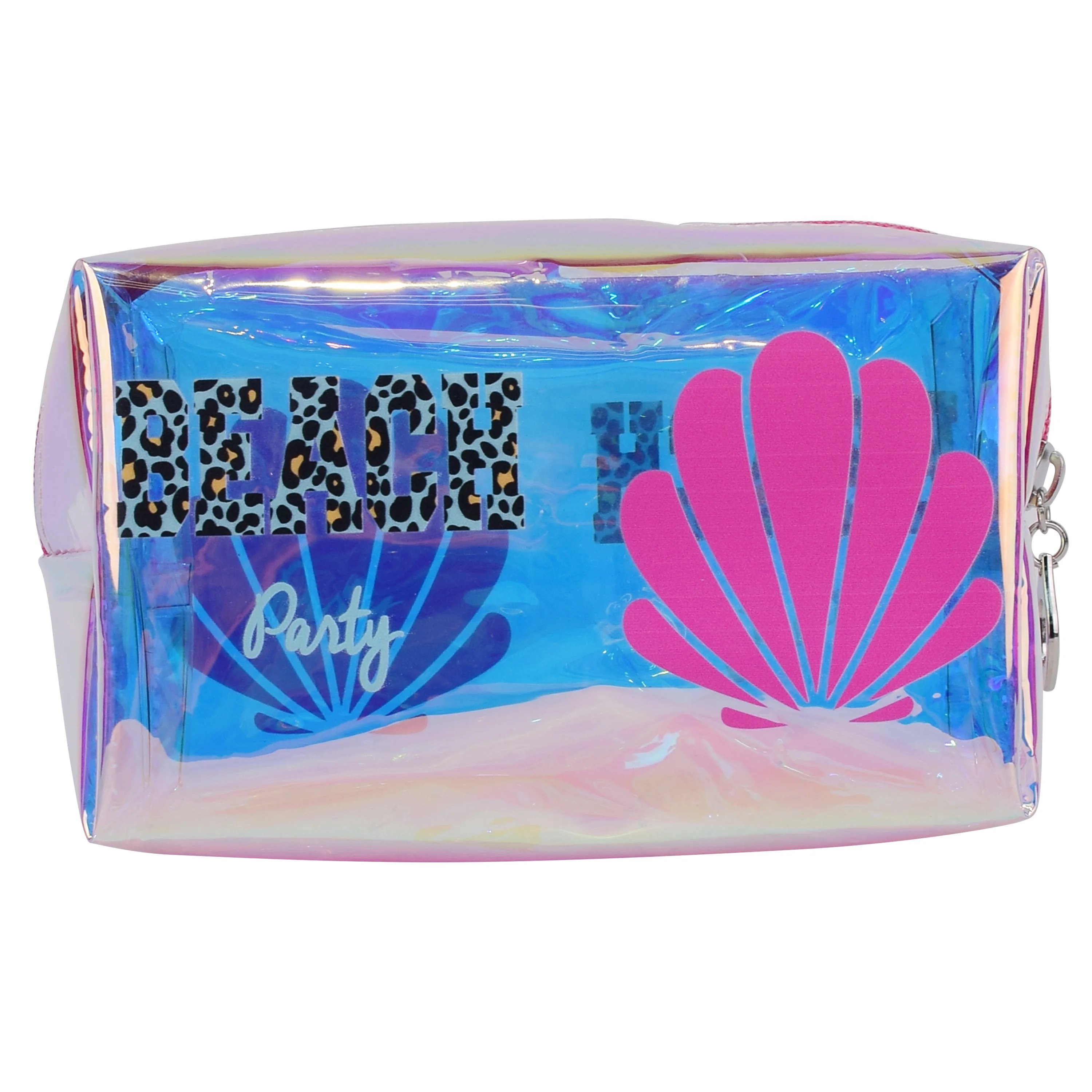 

2021 New Design Transparent TPU Holographic Leopard Cosmetic Bag Laser PVC Makeup Bag, As picture