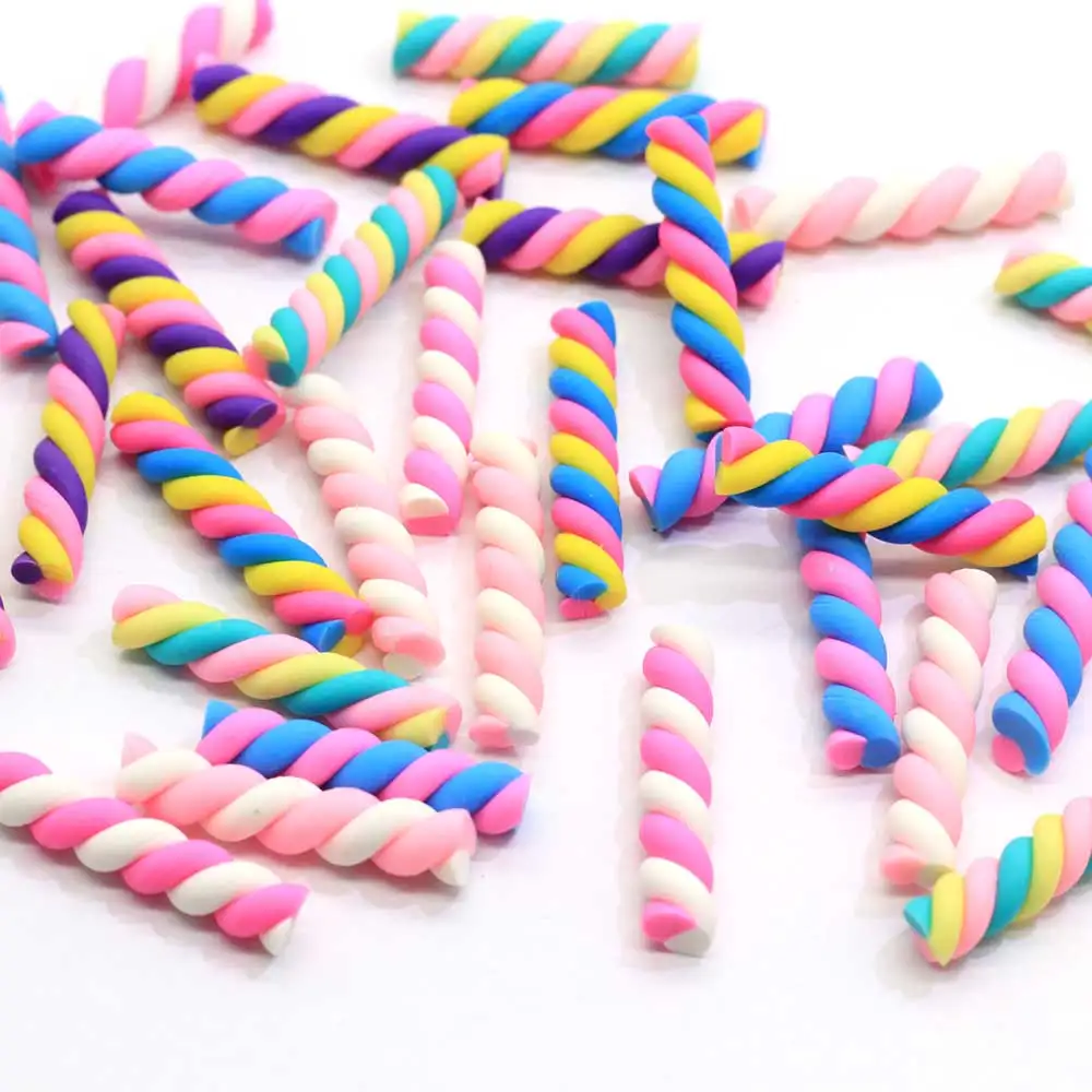 Hot Selling Cute Kawaii  Marshmallow Clay Swirl Candy Polymer Clay Marshmallows Food for Crafts Making Phone Scrapbooking DIY