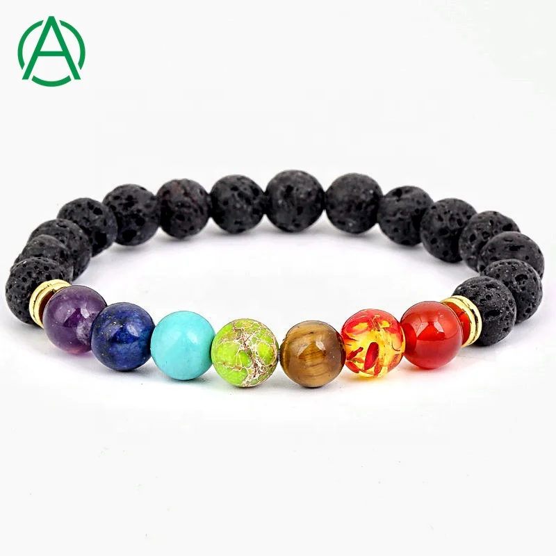 

ArthurGem Yoga Fashion Jewelry 7 Chakra Bracelet Healing Power Crystal Stone Stretch Beaded Bracelet, Picture shown