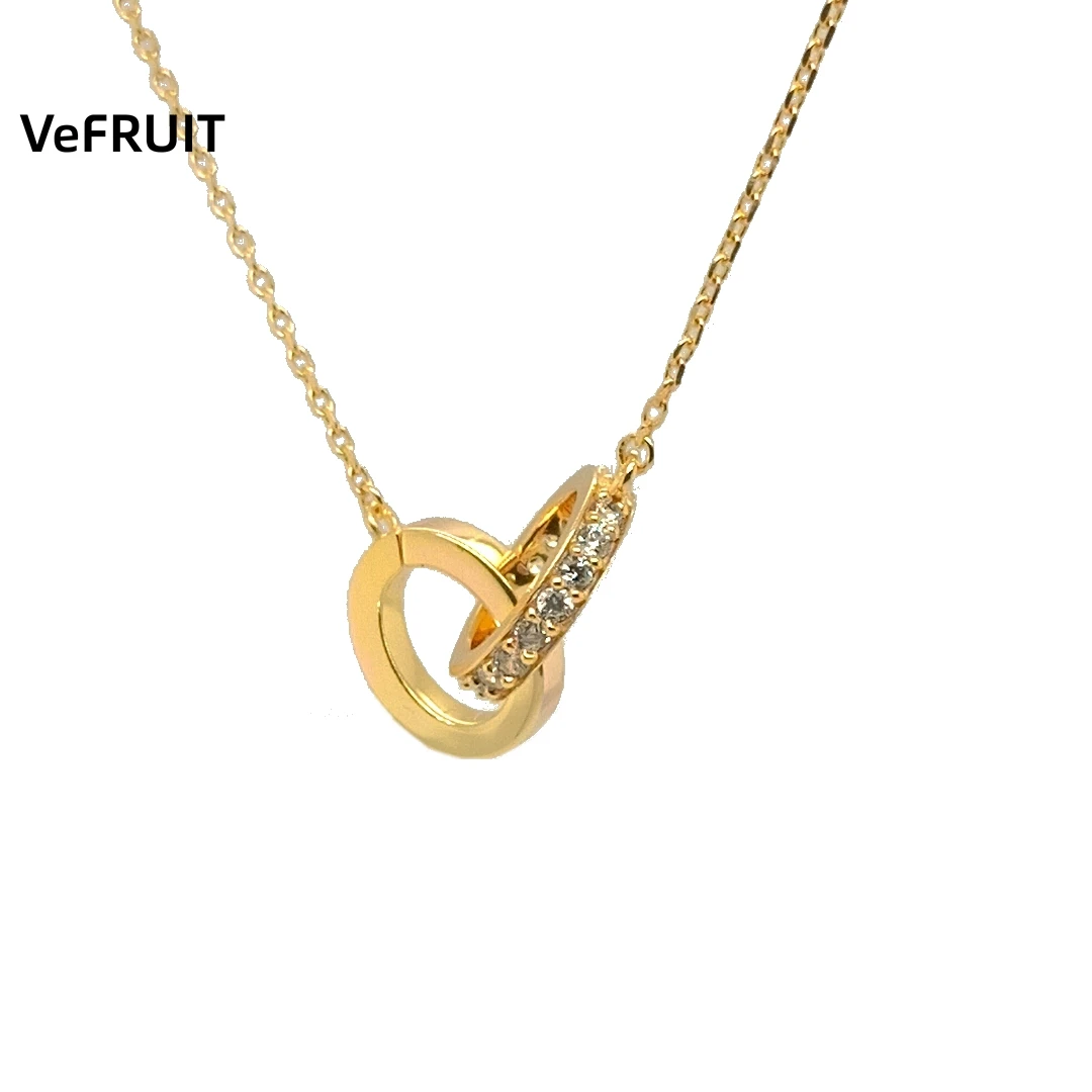 

VeFruit Double Rings Necklace minimalist jewelry trend 2021 fashion accessories non tarnish gold roman necklace diamond pendant