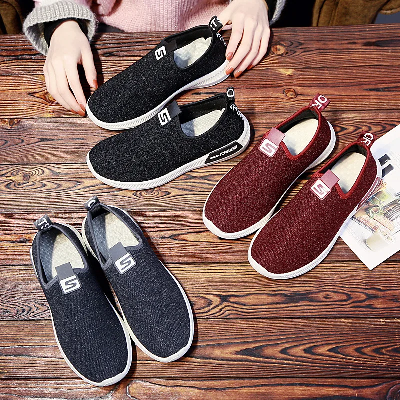 

Cheap Fashion Mesh Platform Sneakers Casual Shoes Loafers Slip on Women Flat Shoes Sock Walking Shoes Sneakers, 3 colors