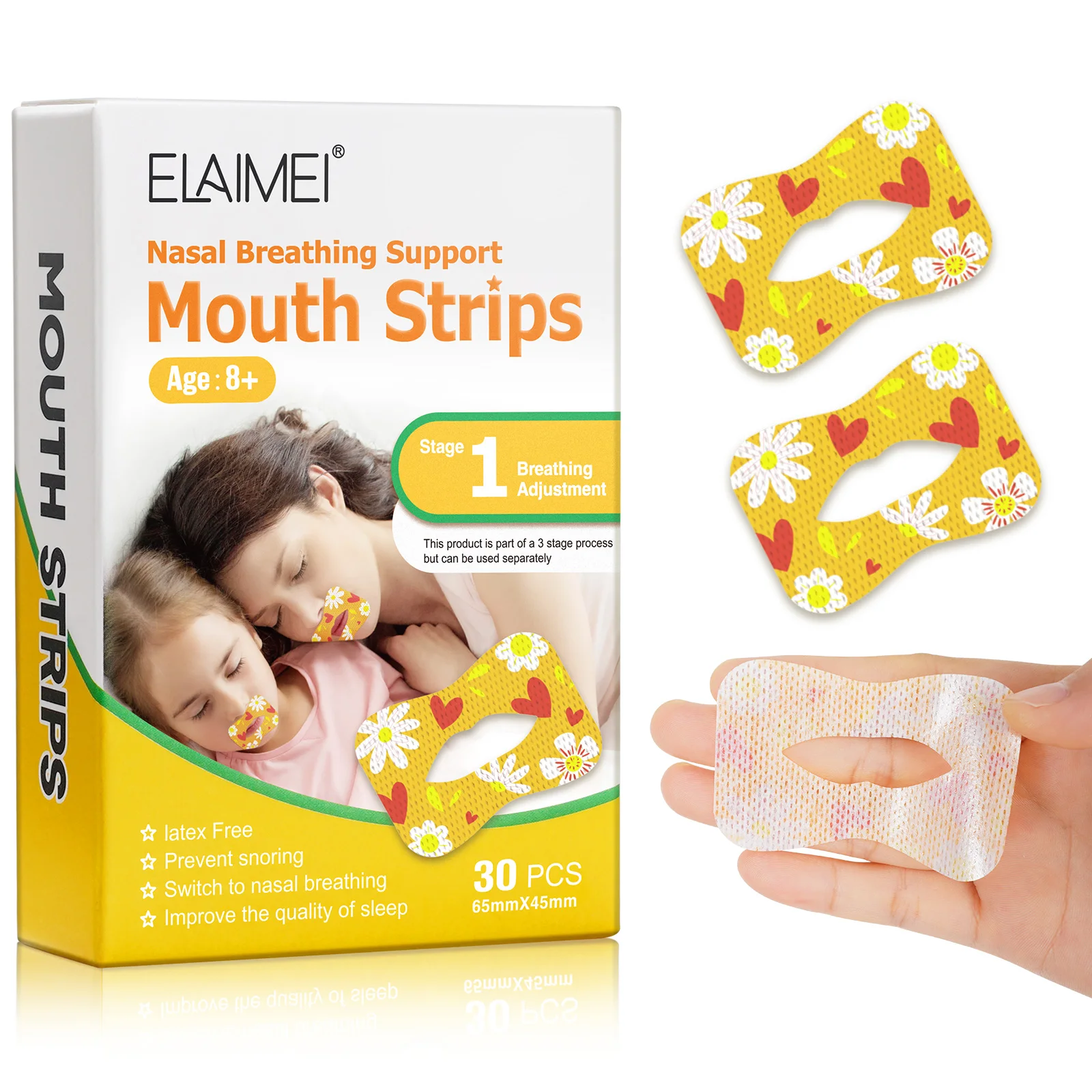 

ELAIMEI private label adult kids sleep breathing adjustment anti snoring patchesreduce mouth breathing sleep mouth tape