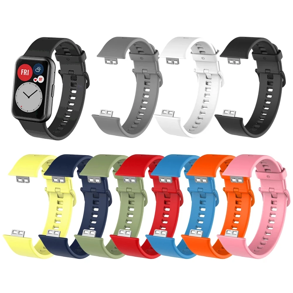 

Sport Rubber Wrist Band Tool Bracelet Replacement Soft Silicone Strap For Huawei Watch Fit TIA-B09/TIA-B19, 14 colors