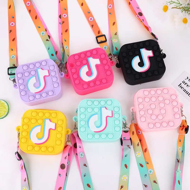 

Fashion cute coin purse for girls Shoulder Bag kids mini handbags silicon bubble pop tiktok purse