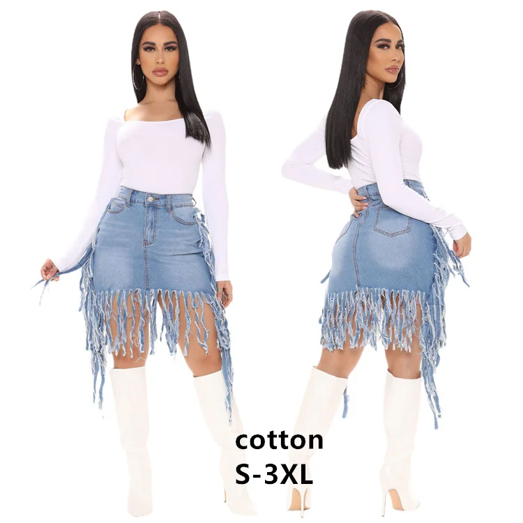 

Customized Sexy Maxi Plus Size High Waist Short Denim Mini Jeans Skirts Ladies Jean Skirt Knee Length Women, Picture color