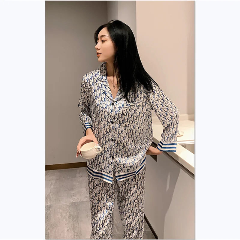 

Full Length Satin Women's Designer Silk Sleepwear Pajama Suit