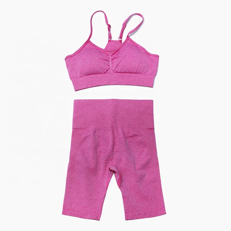 

New Type Hot Sales Ribbed Casual Women Two Piece Sets Yoga Shorts Set For Wholesale