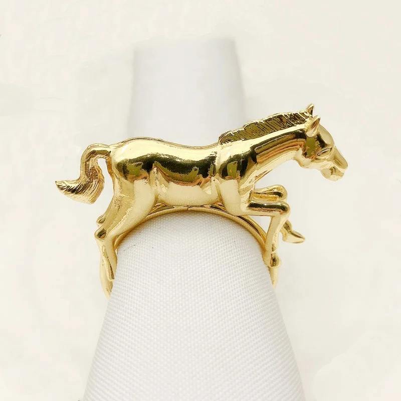 

Metal Gold/ Rose Gold Horse Napkin Ring Hotel Graduation Ceremony Table Decoration Buckle HWM43