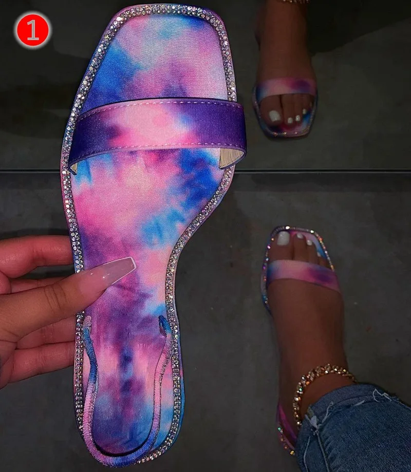 

new printing bright women rainbow sandals durable outdoor wild casual sandals non-slip flat beach slippers woman sandals
