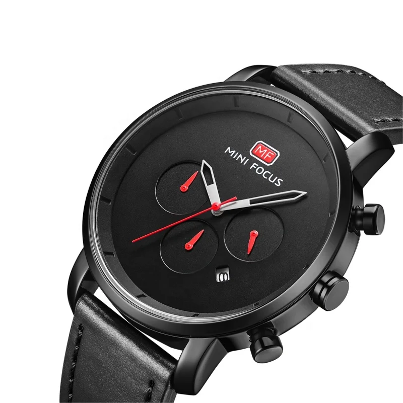 

MINI FOCUS New Mens Chronograph Watches Luxury Army Sports Watch Men genuine leather Strap Quartz Watches Relogio Masculino