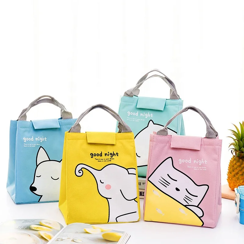 

Cartoon Animal Cute waterproof fashion lunch thermal bag for young people, Pink,yellow, blue, grey, can be customized.