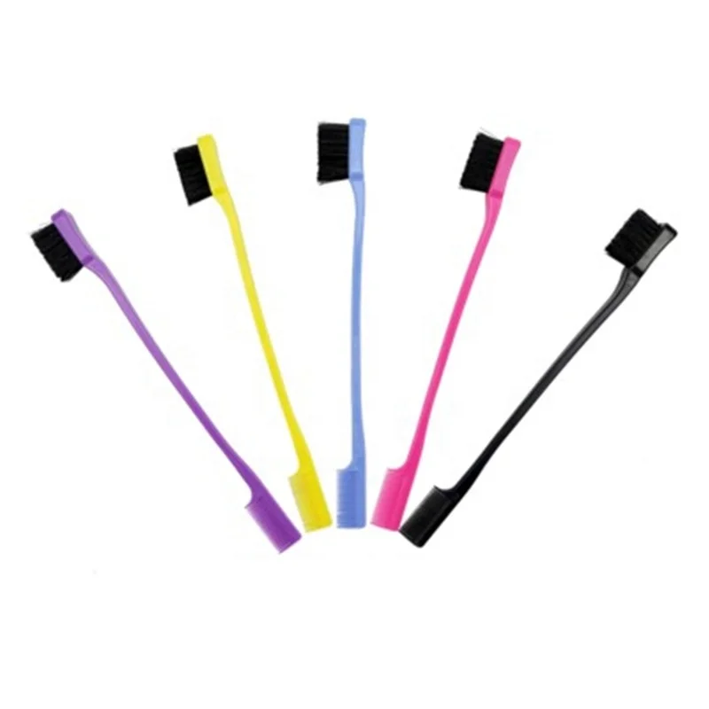 

Double Head Edge Control Hair Brush And Eyebrow Edge Brush, Yellow/purple/blue/black/rose