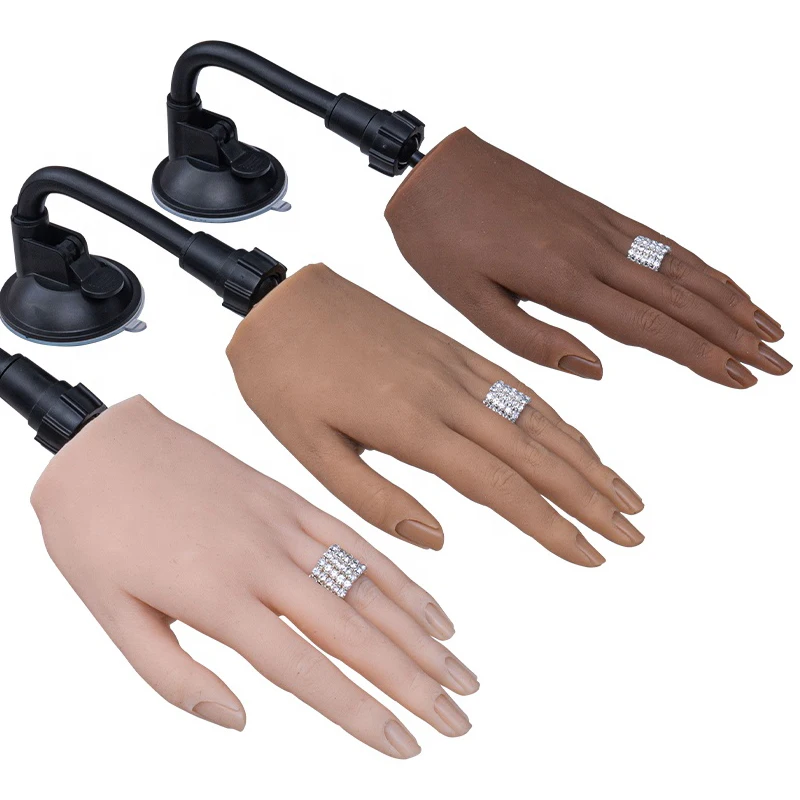 

Hot Sale realistic silicone practice fake hand nails mannequin acrylic manecure Training pratical hand Professional Nail Tool