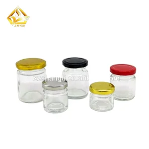 Image of 20ml 25ml 30ml 35ml 1oz round honey/jam glass jar with 43mm twist off lid