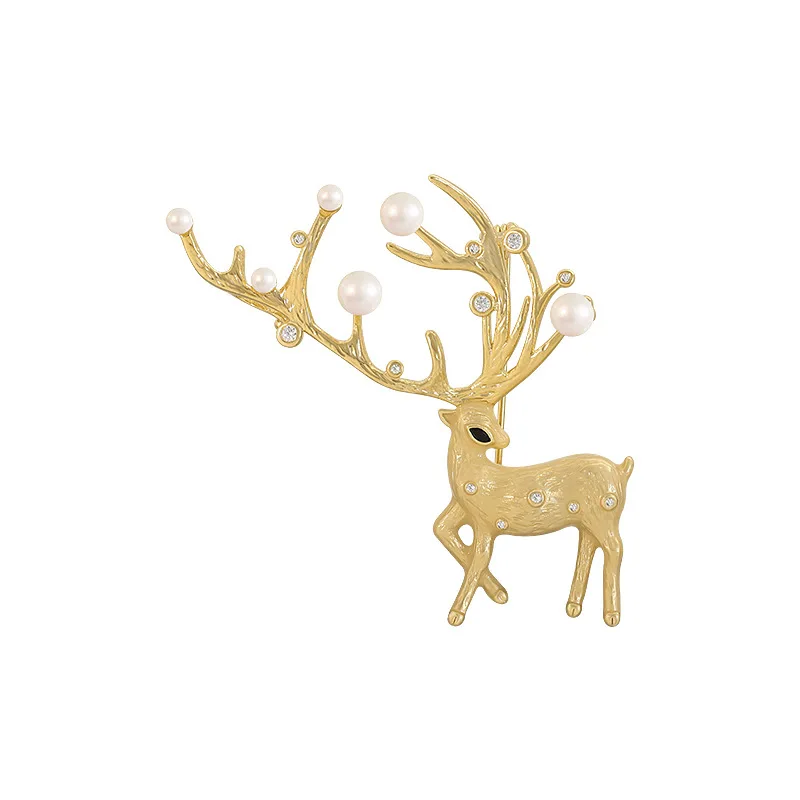 

Temperament fashion simple dress brooch pearl diamond fawn brooch
